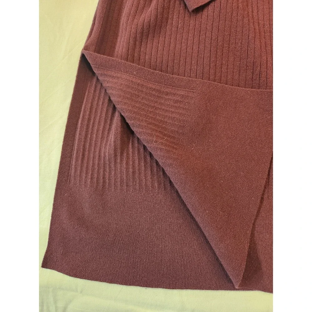 Talbots Women's Burgundy Open Knit‎ Long Cardigan Sweater Size L Preppy Career